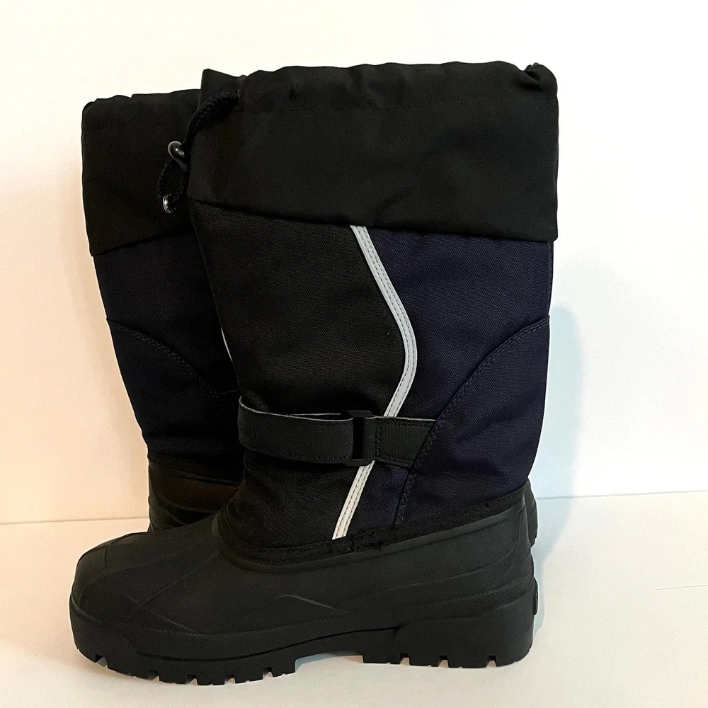 LL Bean Kids Wildcat Snow Boots Black Navy Blue Winter Insulated 238064 Size 7